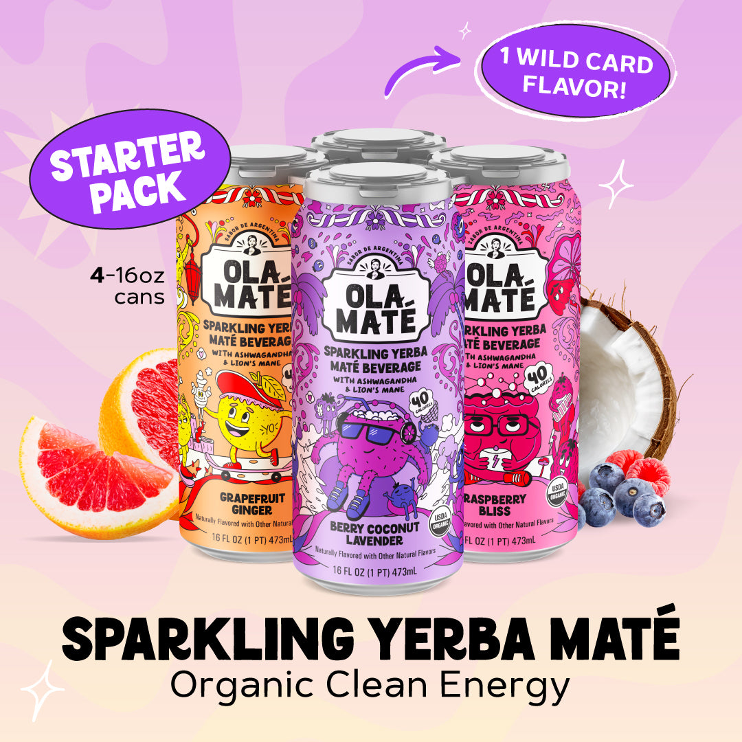 Starter Pack Sparkling Maté – 3 Flavors + 1 Wild Card Can