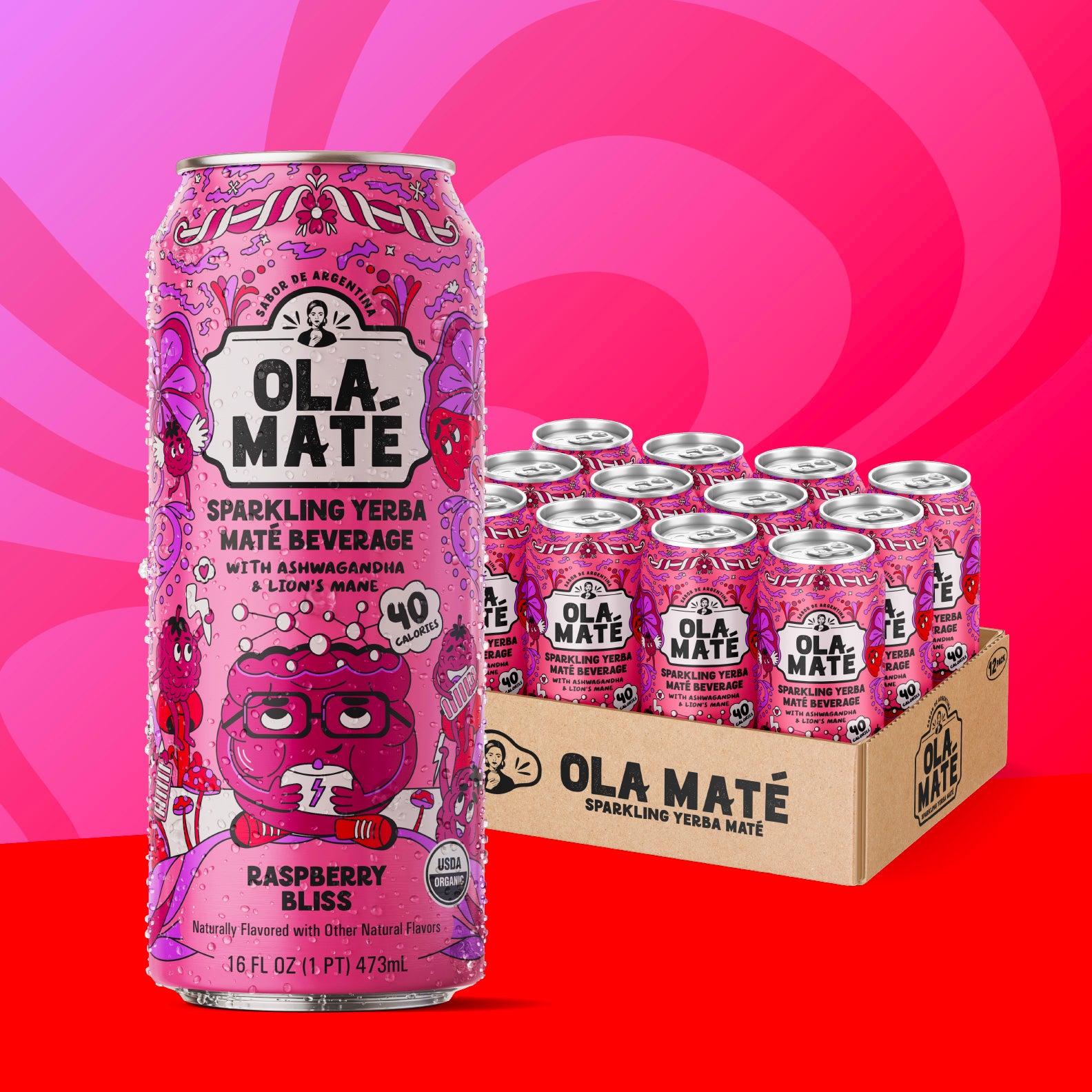 Raspberry Bliss Sparkling Yerba Maté Products | Ola Maté